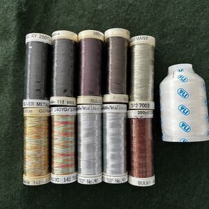 Lot of 10 Sulky Embroidery Metallic Needlework Thread Plus 1 Lingerie Thread